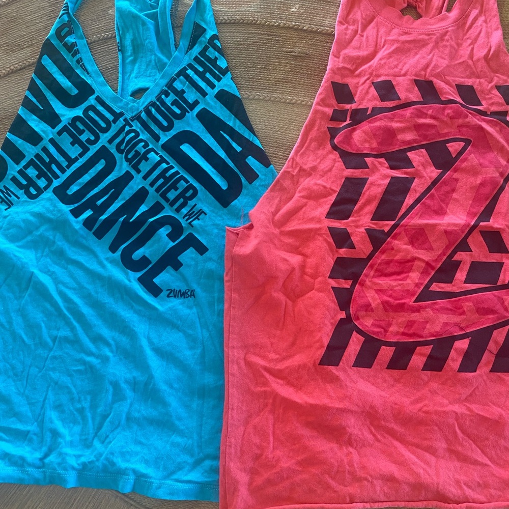 Zumba Fitness women’s Bright Turquoise & Hot Pink Dance Tank Pair